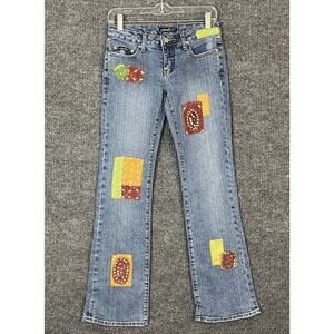 Rare Y2K Clash Patchwork Boot Cut Jeans Size 3 Festival 90's Boho Hippie Artsy